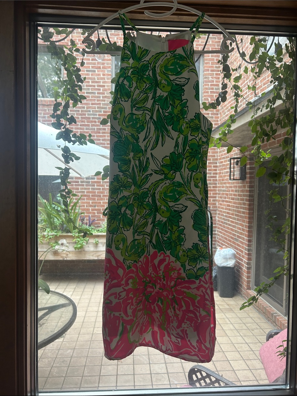 Lilly Pulitzer White Dress with Green and Pink Floral Print